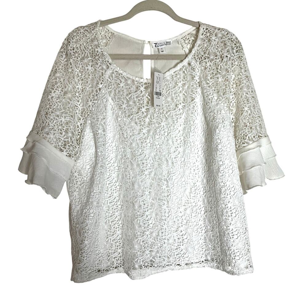 NY&C | NWT Women's XL 7th Avenue White Crochet Lace Blouse